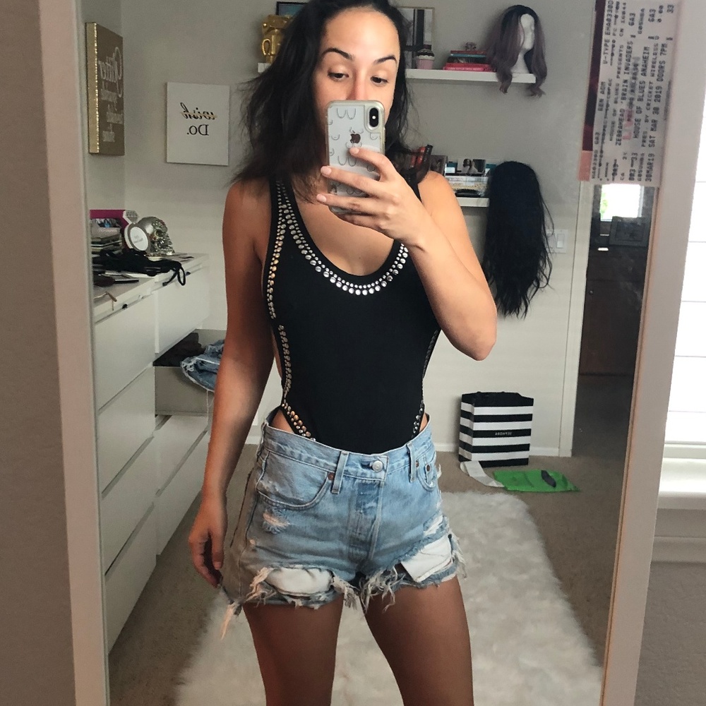 Black studded bodysuit